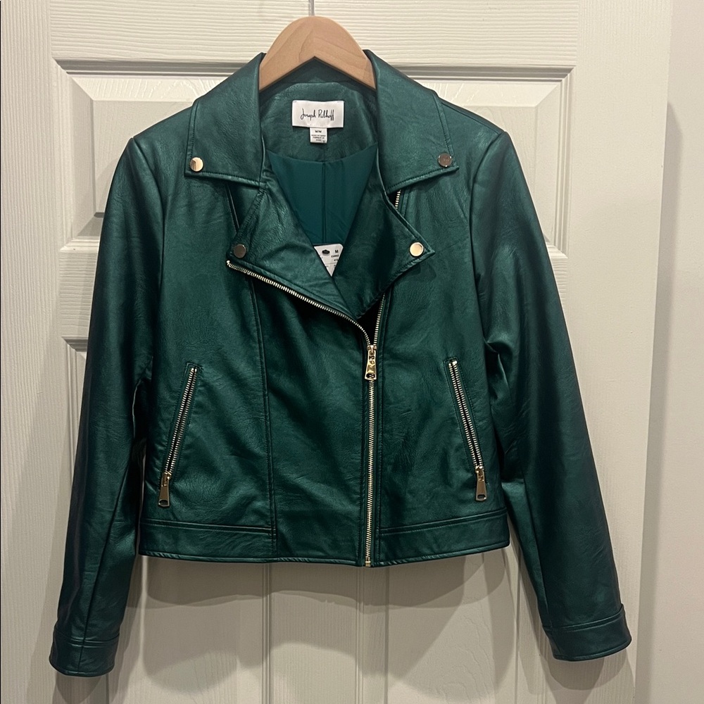 Joseph Ribkoff Green Faux Leather Jacket